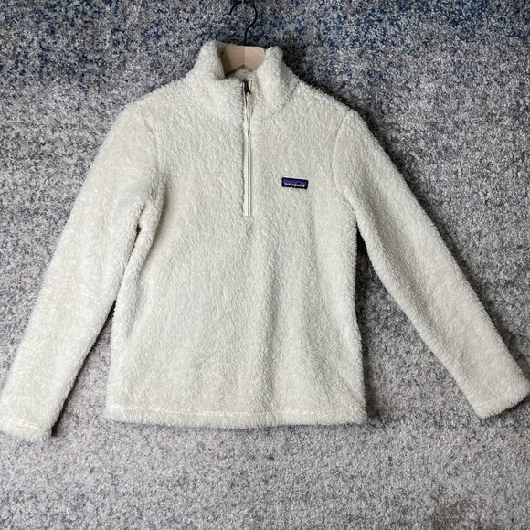 Patagonia Sweater Womens Small White Fleece Quarter Zip Pullover Retro Pile Warm